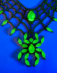 ART DECO STYLE URANIUM GLASS SPIDER NECKLACE