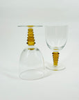 1970s HUNGARIAN AJKA AMBER STEM CRYSTAL GLASSES