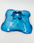 LARGE 1970s JAPANESE TURQUOISE BLUE SOMMERSO GLASS SQUARE BOWL