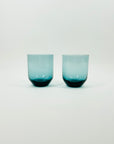 1960s POLISH TEAL BLUE GLASS TUMBLERS