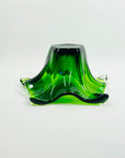 1970s JAPANESE GREEN SOMMERSO GLASS STARFRUIT BOWL