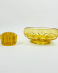 ANTIQUE ART DECO AMBER GLASS MINI FLOAT BOWL/VASE
