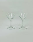 1940s ETCHED STAR SHORT STEM MINI COCKTAIL/MARTINI GLASSES