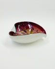 1950s MURANO CASED WHITE HEART GLASS PINCHED BOWL WITH MILLEFIORI