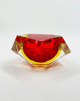 1950s FACETED MURANO RED YELLOW GEODE BOWL