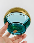 1950s BOHEMIAN TURQUOISE GLASS CREAMER SUGAR BOWL SET