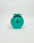 1960s MURANO GREEN GLASS CANDLE HOLDER WITH CONTROLLED BUBBLES