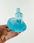 ART DECO BLUE URANIUM GLASS BATHING NUDE PIN DISH/ASHTRAY