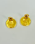 1996 CHANEL CC GOLD LOGO BUTTON CLIP ON EARRINGS