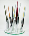 POST-MODERN GLASS STAINLESS STEEL VASE/CANDLEHOLDER