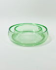 LARGE ANTIQUE GREEN DEPRESSION URANIUM GLASS ROUND FLOWER FROG