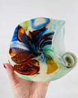 1950s MULTI COLOURS CASED MURANO SWIRLS GLASS SHELL BOWL