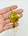 1980s IRIS 24K GP ORCHID LARIAT NECKLACE