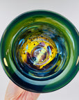 ABSTRACT ART GLASS SMALL BOWL BY ROLLIN KARG