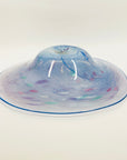 1980s MOUTH BLOWN PURPLE BLUE CONFETTI ART GLASS BOWL BY SETSUKO OGISHI