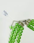 VINTAGE MULTI-STRANDS GREEN AUSTRIAN IRIDESCENT CRYSTAL BEADS NECKLACE