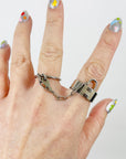 1990s HERMES STERLING SILVER ALPHAKELLY DOUBLE RING
