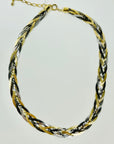 1980s TRI-TONE MESH BRAIDED ROPE CHAIN NECKLACE