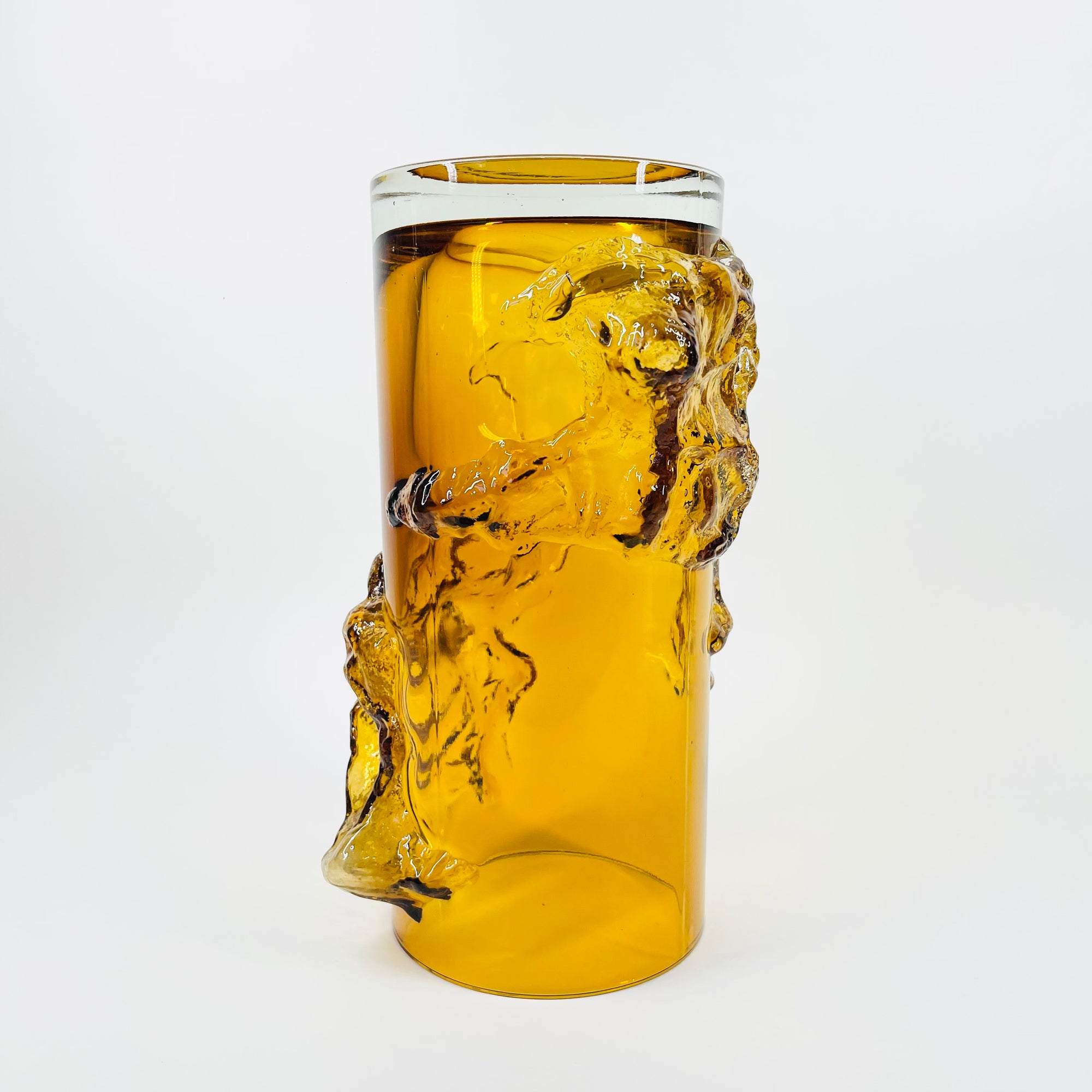 1970s FINNISH PETAJA AMBER GLASS VASE