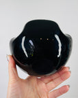 1950s CASED TURRINE BLACK GOLD MURANO GLASS PINCHED BOWL/ASHTRAY WITH AVENTURRINE