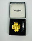 1995 CHANEL CC LOGO MARK CLOVER BROOCH