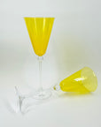 1990s HAND MADE HOGLUND YELLOW LONG STEM GLASSES