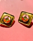 1980s MATTE SQUARE CLIP ON EARRINGS