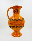 1960s WEST GERMAN ORANGE FAT LAVA POTTERY TALL JUG VASE BY KREUTZ KERAMIK