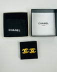 Y2K CHANEL CC BRUSHED GOLD LOGO PIERCED EARRINGS