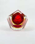 1950s FACETED MURANO RED YELLOW GEODE BOWL