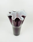 1970s JAPANESE CASED PURPLE GLASS HANDKERCHIEF VASE