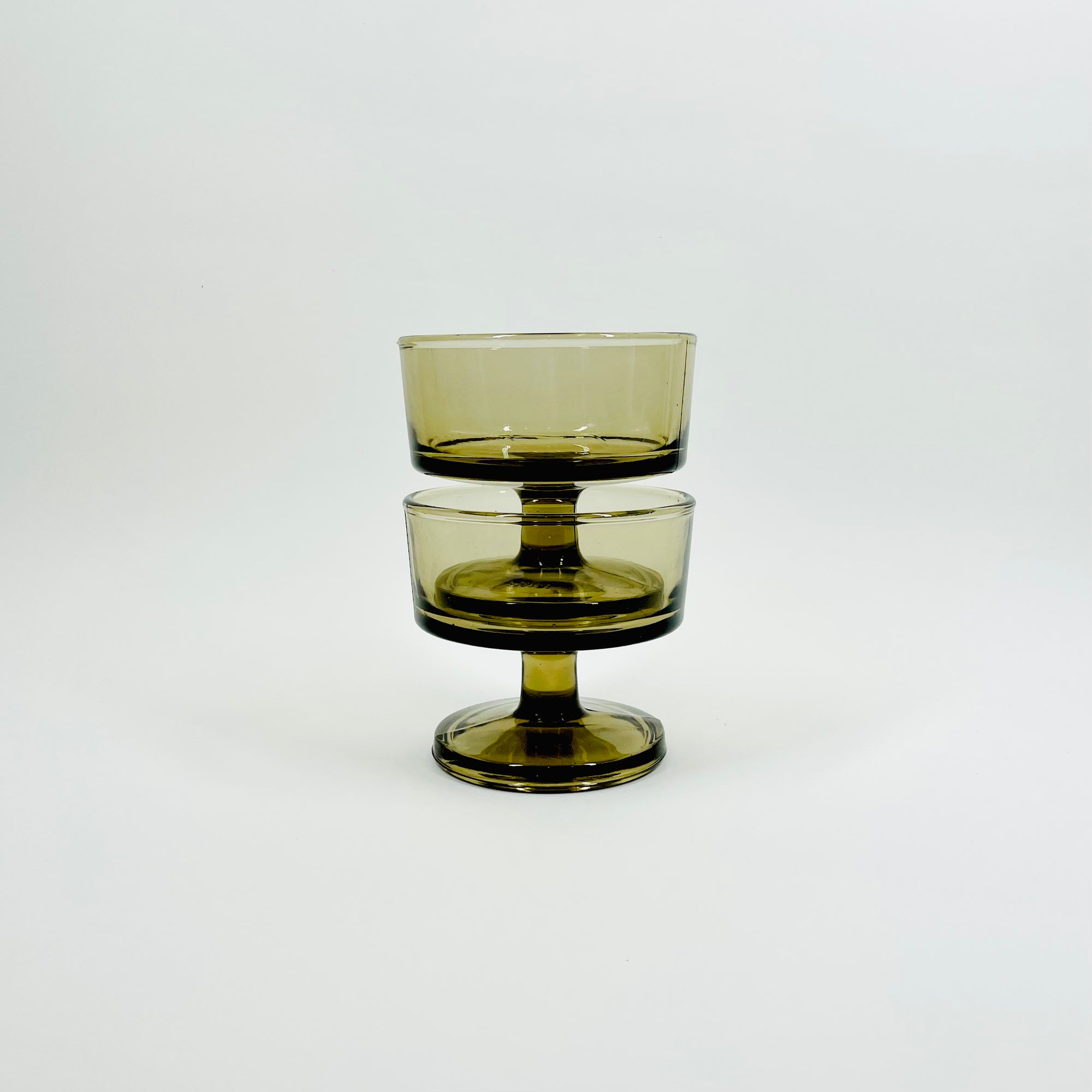 1970s FRENCH GREY FOOTED COUPE/DESSERT BOWLS