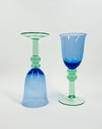 1960s BLUE GREEN GLASS GOBLETS