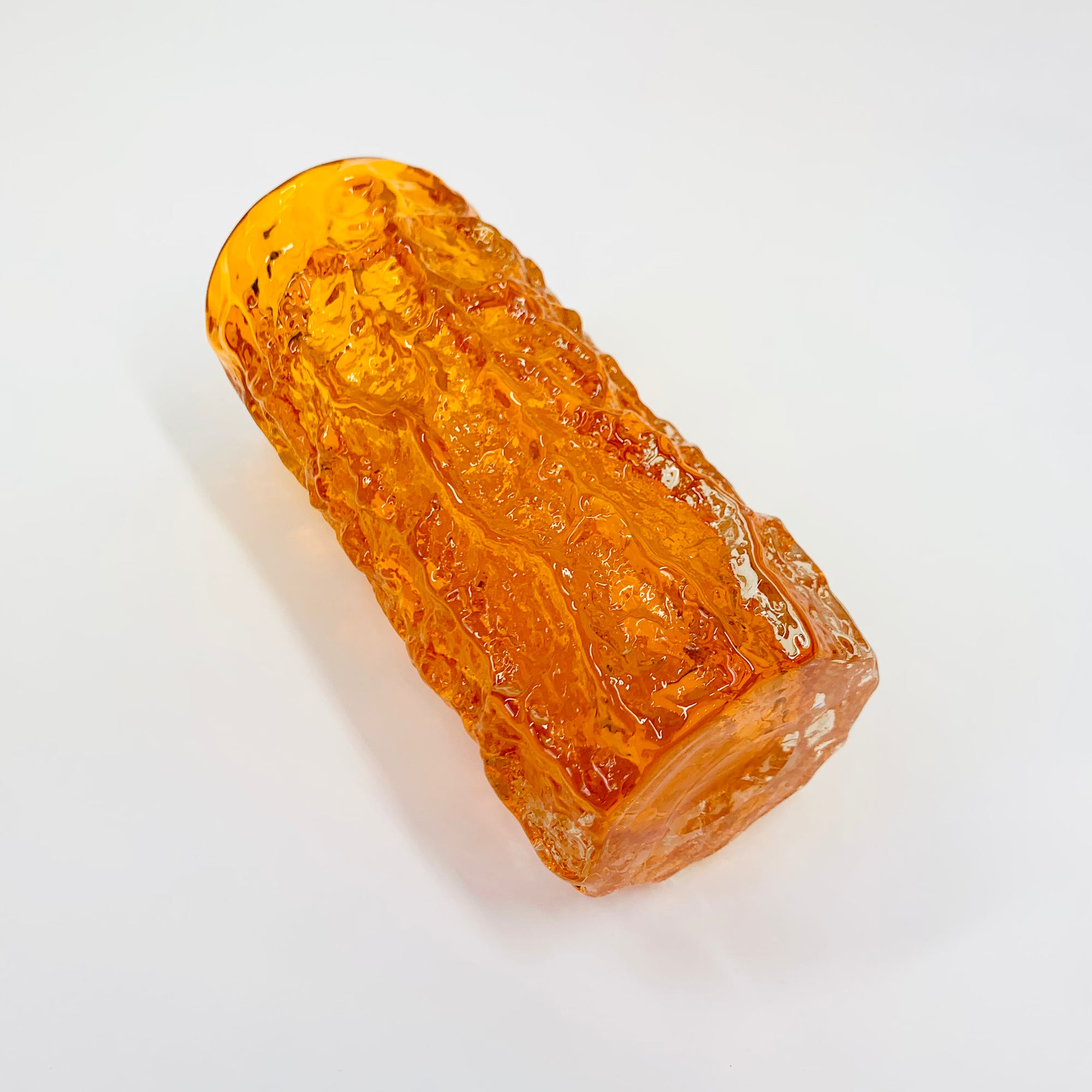 WHITEFRIARS ORANGE BARK GLASS VASE