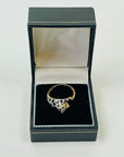 1970s 9 MIXED 14K WHITE YELLOW GOLD DIAMOND BLACK SAPPHIRE SNOW LEOPARD RING