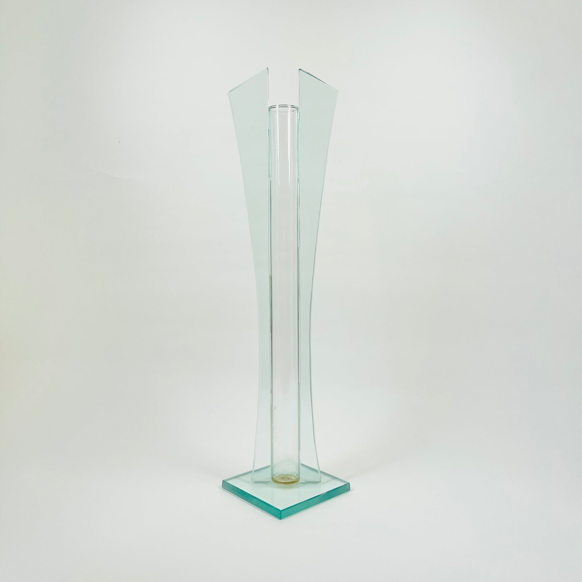 1980s PANELLED GLASS FOOTED VASE