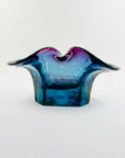 1970s MURANO PURPLE BLUE PINK TIE DYE LIP BOWL