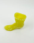 1940s FENTON PRESSED COLOUR MILK GLASS BOOT/MINI VASE