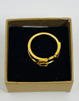 VINTAGE HERMES COSTUME GOLD BUCKLE RING WITH DIAMONDS