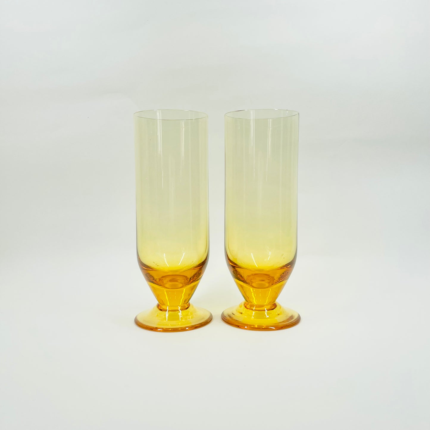 1950s STUART AMBER CRYSTAL FOOTED HIGHBALL
