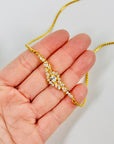 1970s GOLD PLATED BEZEL DIAMANTE PENDANT NECKLACE
