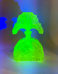 URANIUM GLASS SITTING NUDES PERFUME BOTTLE