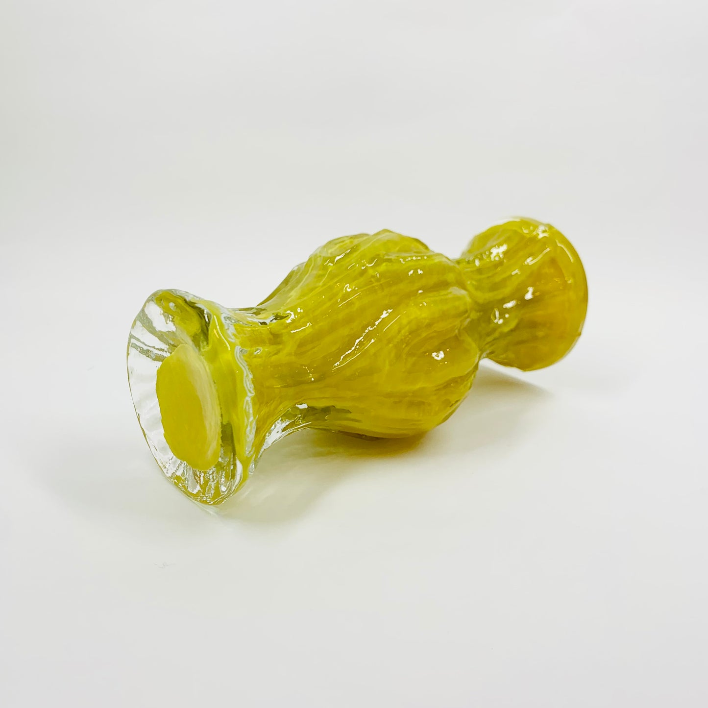 1970s GERMAN YELLOW CASED BARK GLASS VASE