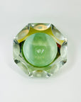 1920s LIGHT GREEN YELLOW SOMMERSO FACETED GLASS BOWL/ASHTRAY