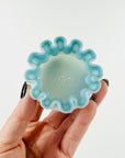ANTIQUE VICTORIAN BLUE OPALINE GLASS SALT BOWL