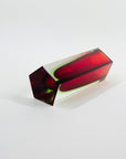 1950s RUBY RED GREEN MURANO SOMMERSO GLASS HEXAGONAL BLOCK POSY VASE