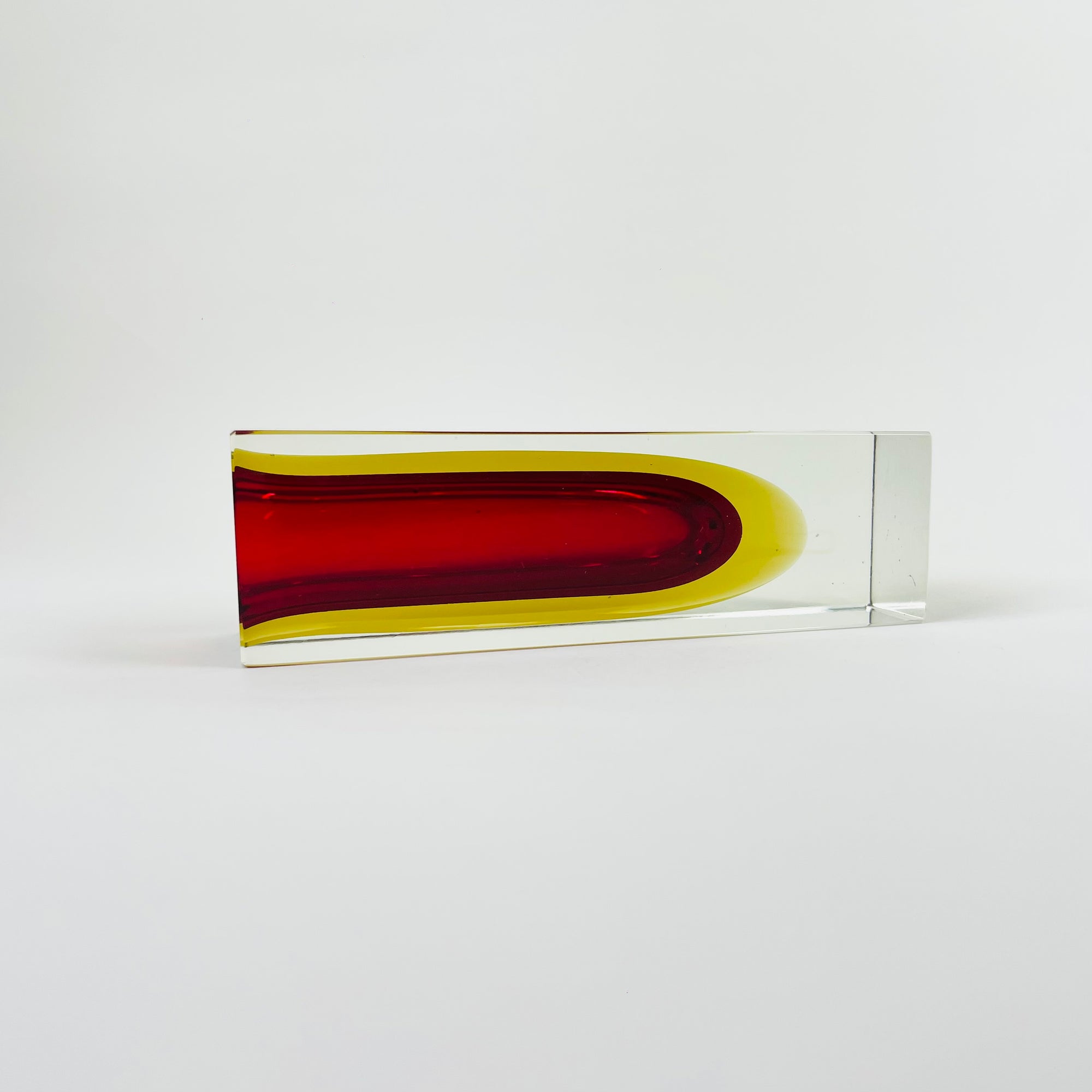 1950s RED YELLOW SMALL BLOCK MANDRUZZATO VASE