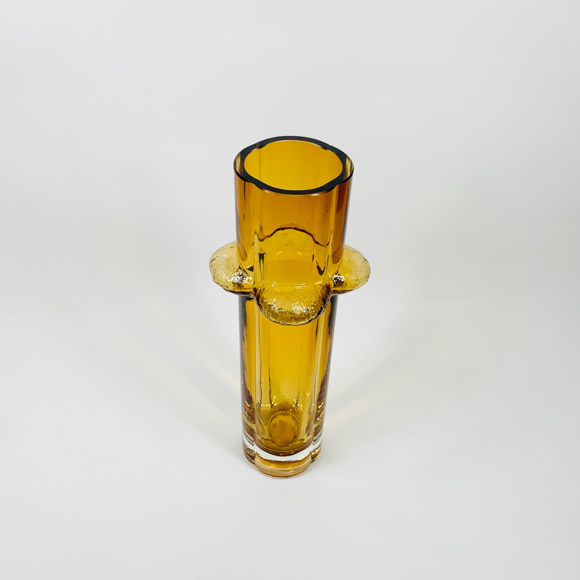 1960s FINNISH AMBER GLASS VASE BY KAL BLOMQIST