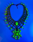 ART DECO STYLE URANIUM GLASS SPIDER NECKLACE