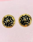60s BARCS BLACK ENAMEL BUTTON EARRINGS